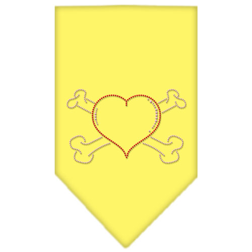 Heart Crossbone Rhinestone Bandana Yellow Large